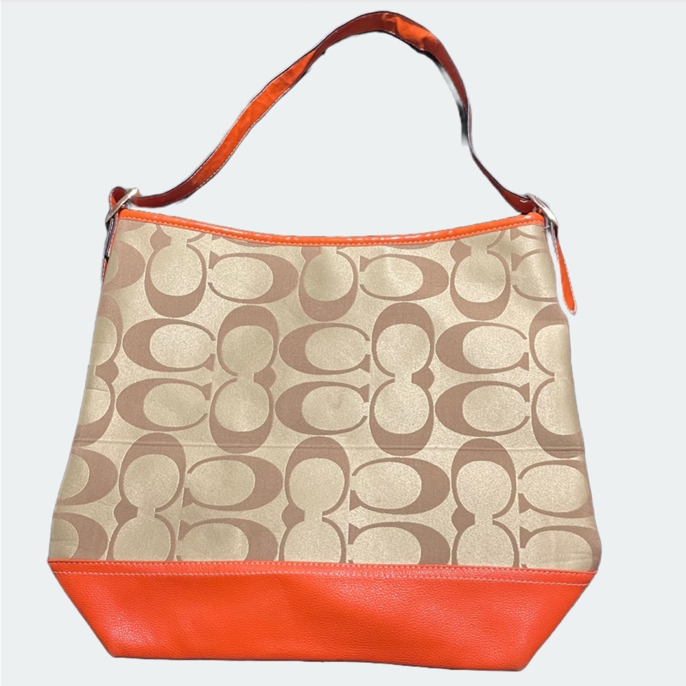 COACH Orange Tan Purse Buckle Strap Shoulder Bag - Picture 2 of 7